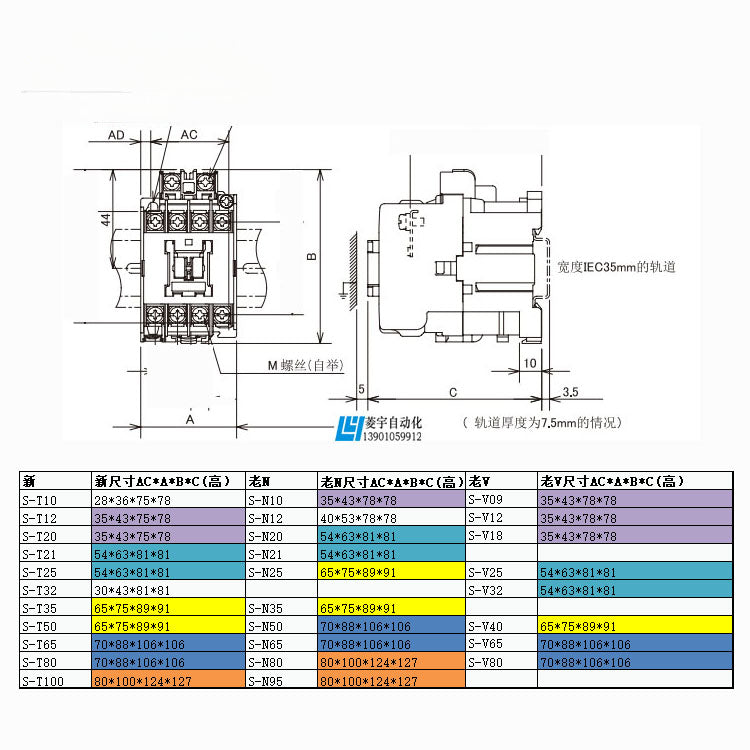 Contator Magnético AC S-T100 AC100V 200V 2A2B S-N95 