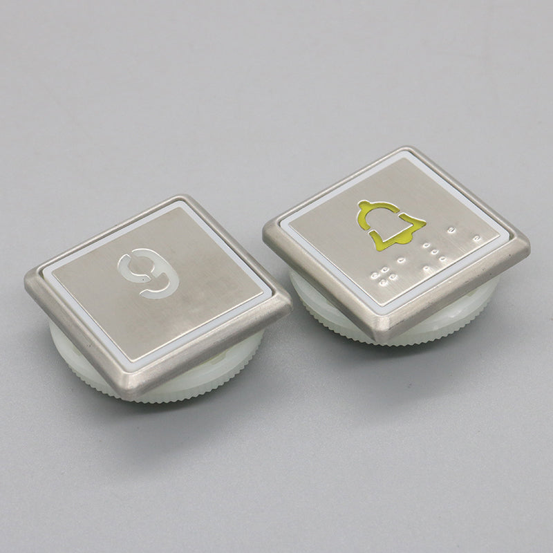 Elevator square stainless steel button