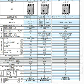 Circuit breaker NV125-CV 3P 60A/63A/75A/80A/100A/125A/30mA