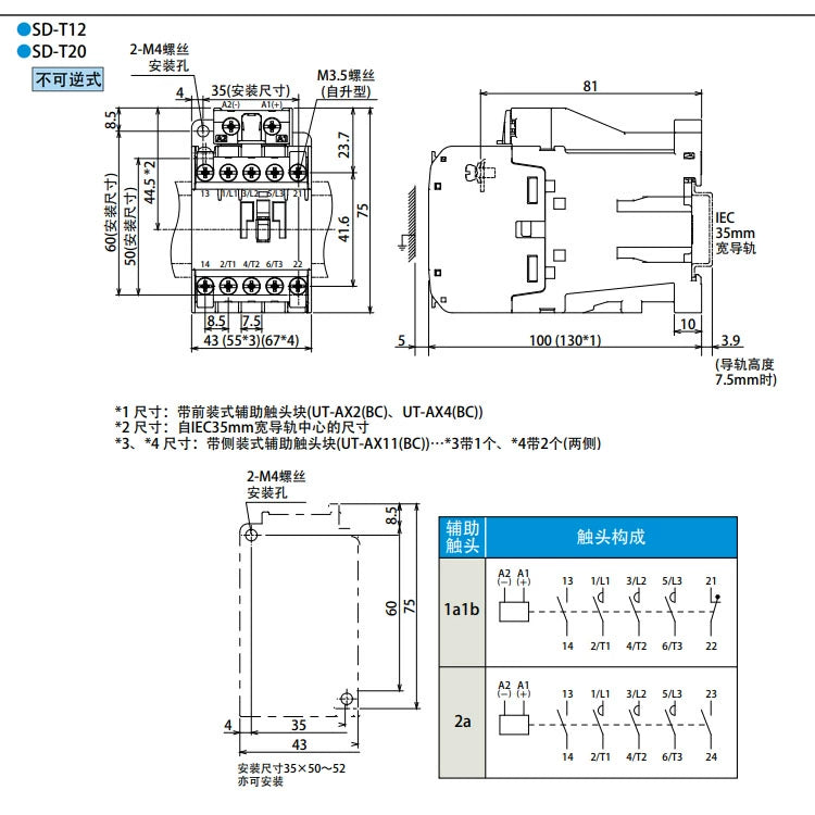 Contator CC SD-N12 DC100V 2A 